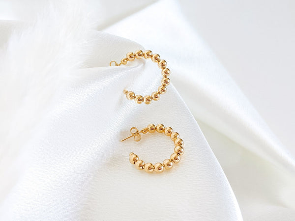 Bali Gold-Filled Beaded Hoops