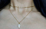 Hamsa Gold-Filled Opal Necklace