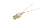 Hamsa Gold-Filled Opal Necklace